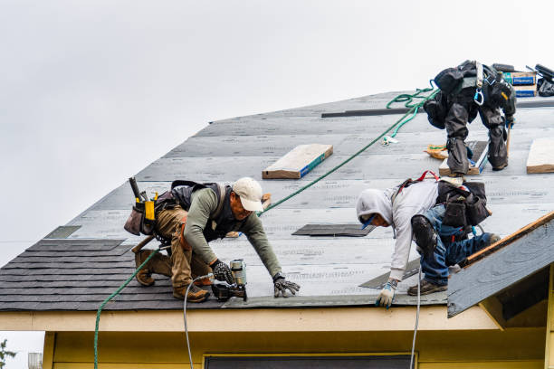Professional Gutter Installation technician working in Stanley, ND